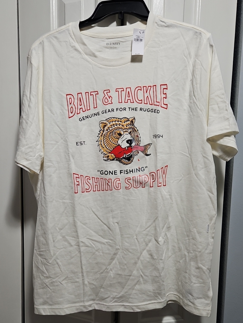 NWT 100% COTTON OLD NAVY MEN'S FISHING GRAPHIC T-SHIRT